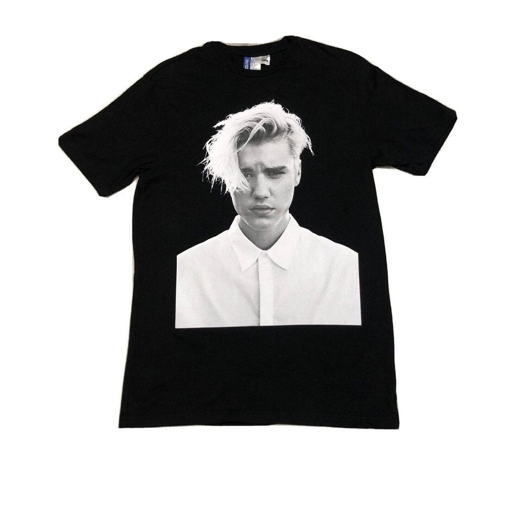 Justin Bieber Official Purpose Tour Black & White Graphic Concert T-shirt Small